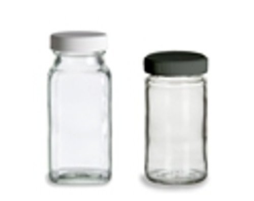 Glass Shaker bottle, for large leaf spices, condiment jar w/ screw-on white  lid