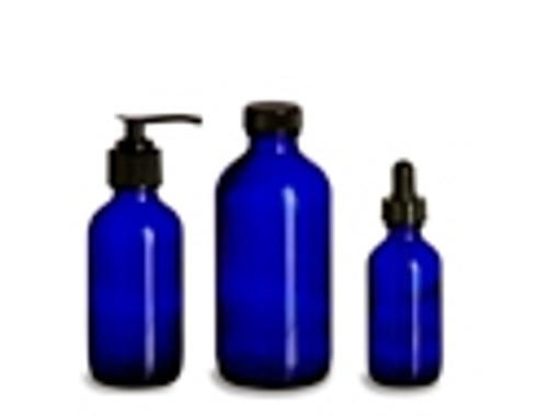 120 ML (22mm neck finish) Boston Round Cobalt Blue Glass Bottle - 128 units  @ $0.50 per bottle