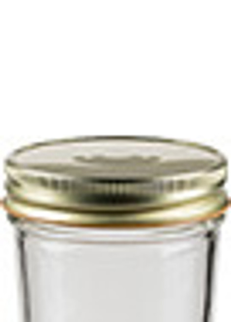 16 oz Eco Mason Glass Jar with Gold Button Lid