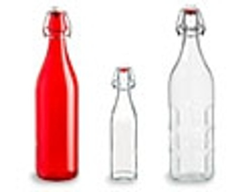 1 Liter (34 oz) Clear Moresca Glass Bottle with Swing Top