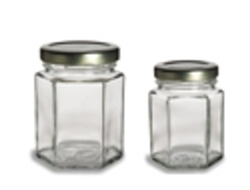 Encheng 4 oz Clear Hexagon Jars,Small Glass Jars With Lids(Black