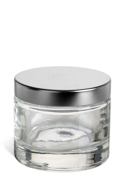 2 oz Heavy Base Clear Glass Jar with Silver Lid - HV2SU