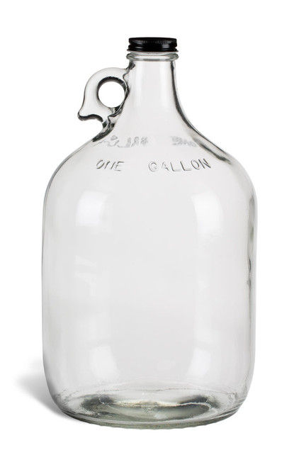 1 Gallon (128 oz) Clear Glass Jug with Black Metal Cap - JUG1MB