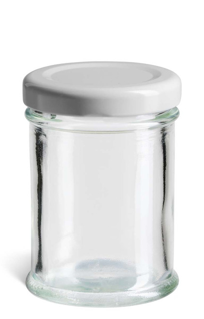 2 oz Apothecary Style Glass Jar with White Lid - APOT2W