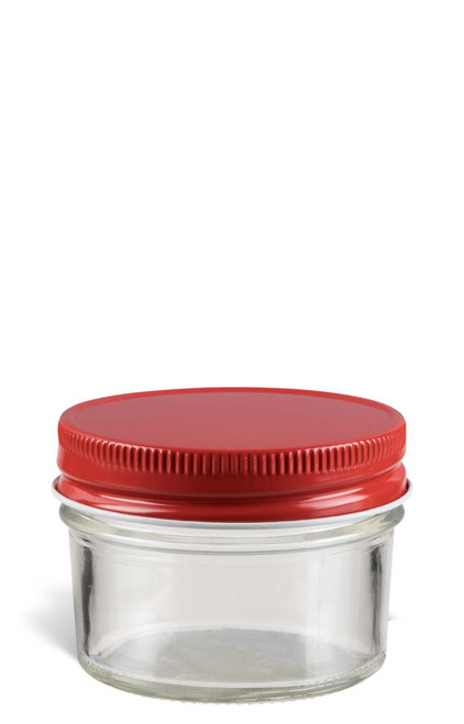 4 oz Eco Mason Tapered Glass Jar with Red Lid - ECO4R