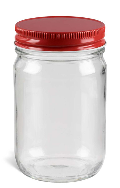 12 oz Eco Mason Glass Jar with Red Lid - ECO12R