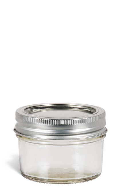 4 oz Eco Mason Tapered Glass Jar with Silver Two-Piece Lid - ECO4S2