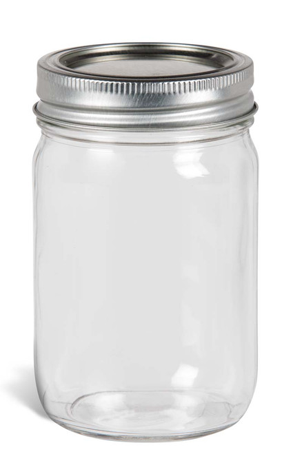 12 oz Eco Mason Glass Jar with Silver Two-Piece Lid - ECO12S2