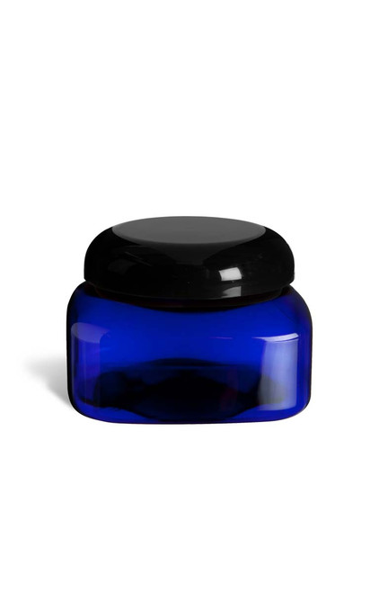 8 oz Blue PET Square Plastic Jar with Black Dome Lid - PSQB8BD