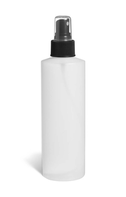 8 oz Natural HDPE Plastic Bottle with Black Atomizer - PN8AB