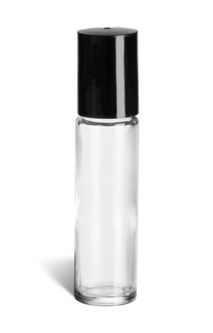 10 ml Roll-on Top Glass Bottle with Ball & Black Cap - ROL10B