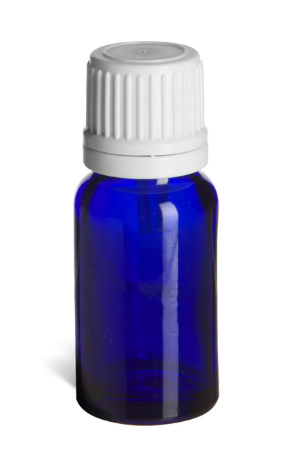10 ml Cobalt Blue Euro Glass Bottle with White Dropper Cap - DPB10W