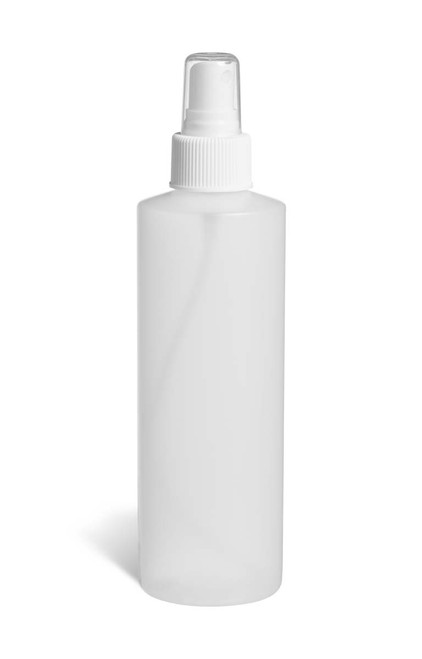 8 oz Natural HDPE Plastic Bottle with White Atomizer - PN8AW