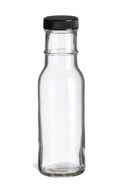 8 oz Round Sauce Bottle with Black Cap - SAU8
