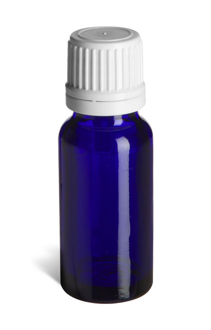 15 ml Cobalt Blue Euro Glass Bottle with White Dropper Cap - DPB15W