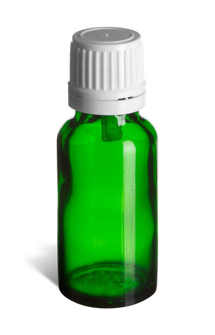 30 ml Green Euro Glass Bottle with White Dropper Cap - DPG30W
