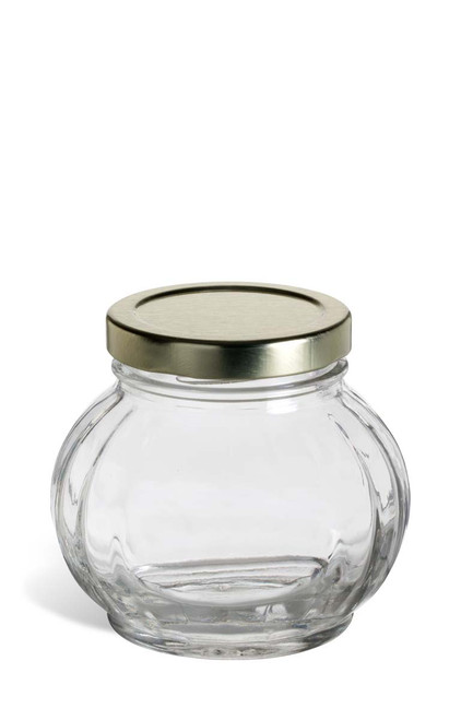 8 oz (225 ml) Faceted Glass Jar with Gold Lid - FACE8