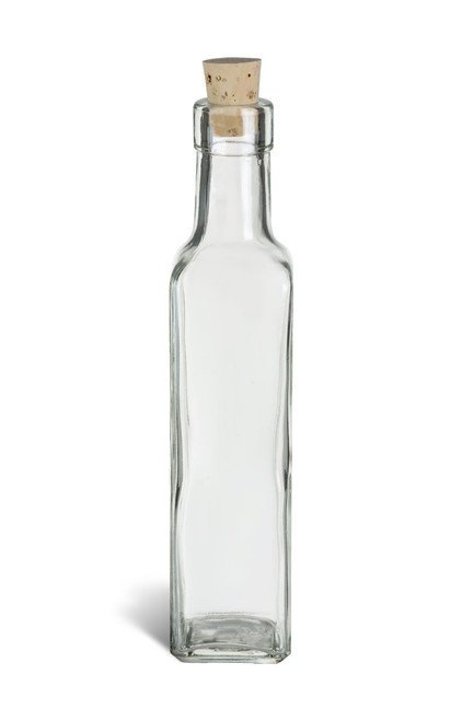 8.5 oz (250 ml) Quadra Square Glass Bottle with Cork - QDRA8C