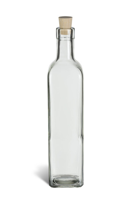 17 oz (500 ml) Quadra Square Glass Bottle with Cork - QDRA17C