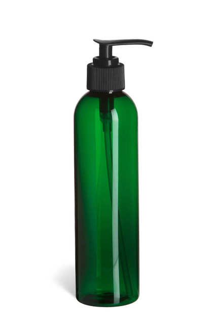 8 oz Green PET Cosmo Plastic Bottle with Black Pump - PGR8P