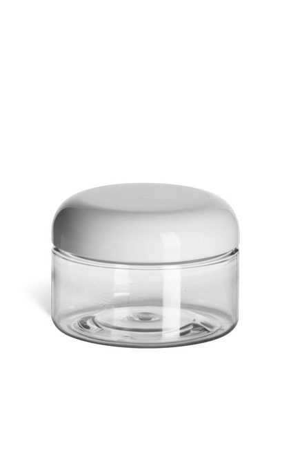 4 oz Clear PET Heavy Wall Plastic Jar with White Dome Lid - PHC4WD