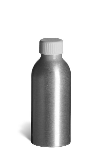 4 oz (120 ml) Aluminum Bottle with White Cap - ALUM4W