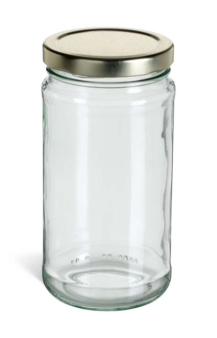 12 oz Clear Tall Glass Jar with Gold Lid - TAL12