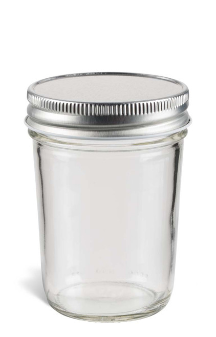 8 oz Eco Mason Tapered Glass Jar with Silver Lid - ECO8S