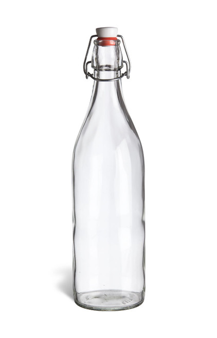 1 Liter (34 oz) Clear Giara Glass Bottle with Swing Top - GIAR34ST