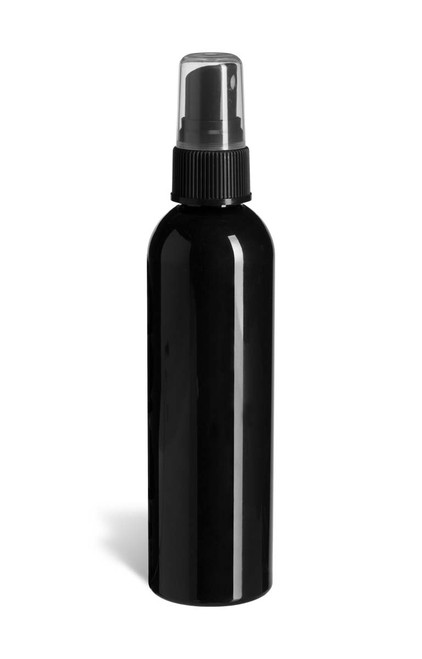 4 oz Black PET Cosmo Plastic Bottle with Black Atomizer - PKR4AB