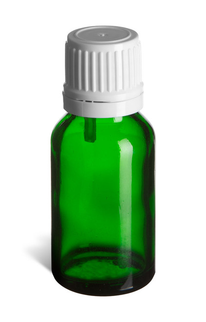 15 ml Green Euro Glass Bottle with White Dropper Cap - DPG15W