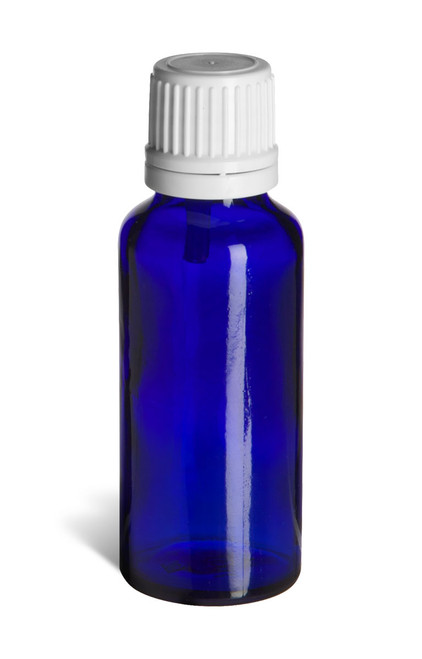 30 ml Cobalt Blue Euro Glass Bottle with White Dropper Cap - DPB30W