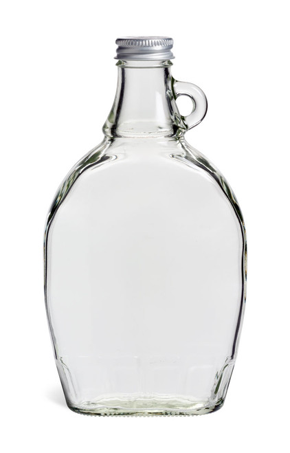 12 oz Glass Syrup Bottle with Silver Cap - SYR12S