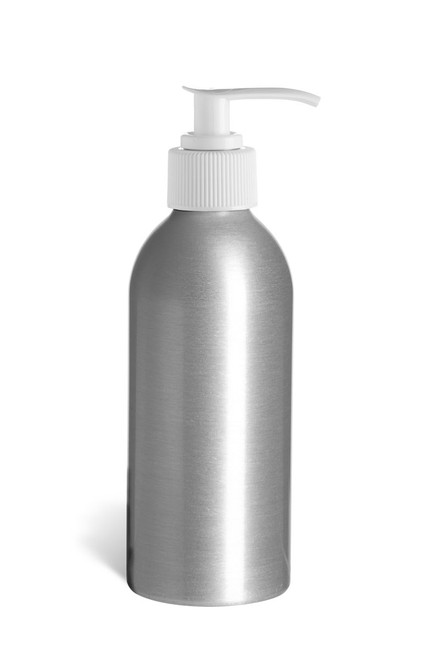 8 oz (240 ml) Aluminum Bottle with White Pump - ALUM8PW