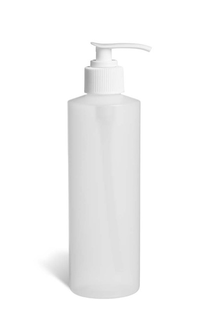8 oz Natural HDPE Plastic Bottle with White Pump - PN8PW