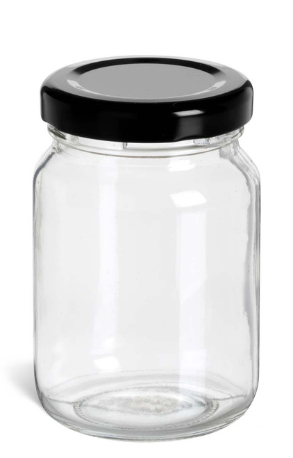 4 oz Jam Glass Jar with Black Lid - JAM4B