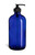 16 oz Cobalt Blue Boston Round Glass Bottle with Black Pump - BRB16P