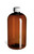 16 oz Amber PET Boston Round Plastic Bottle with White Cap - PXA16W