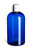 16 oz Blue PET Boston Round Plastic Bottle with White Disc Cap - PXB16DW