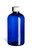 8 oz Blue PET Boston Round Plastic Bottle with White Screw Cap - PXB8W