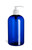 16 oz Blue PET Boston Round Plastic Bottle with White Pump - PXB16PW