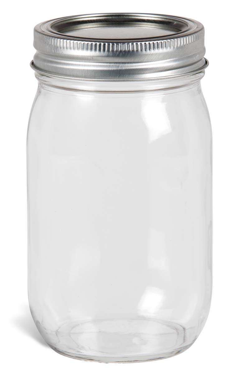 Eco Mason Glass Jar with White Lid, 16 oz