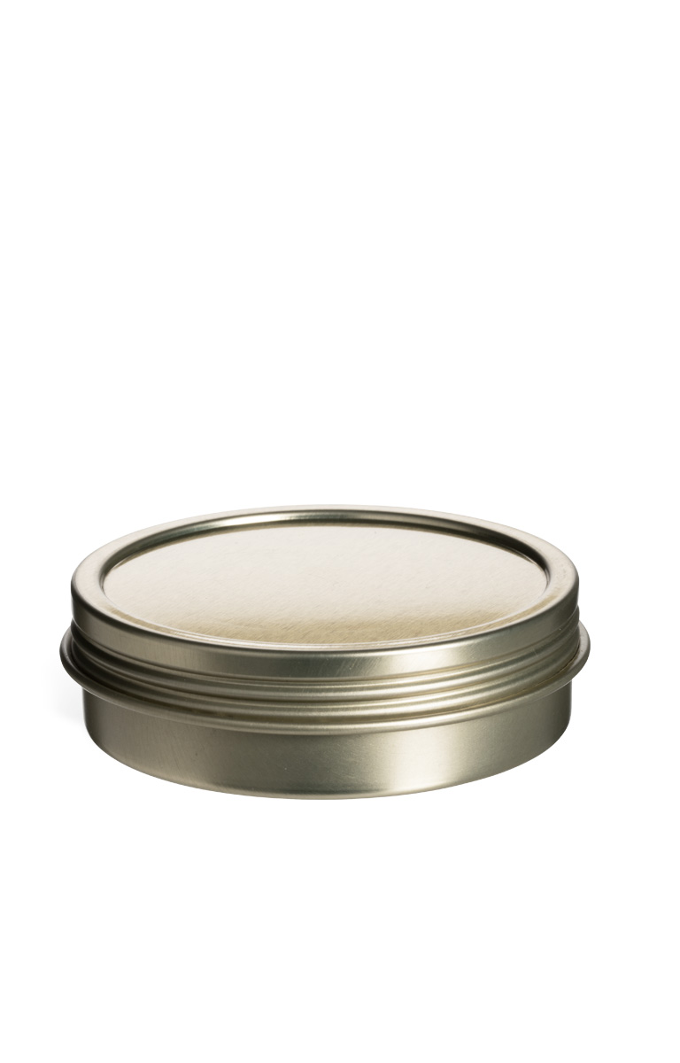 2 oz Gold Flat Tin Container with Screw-Top Cover - TGSC2
