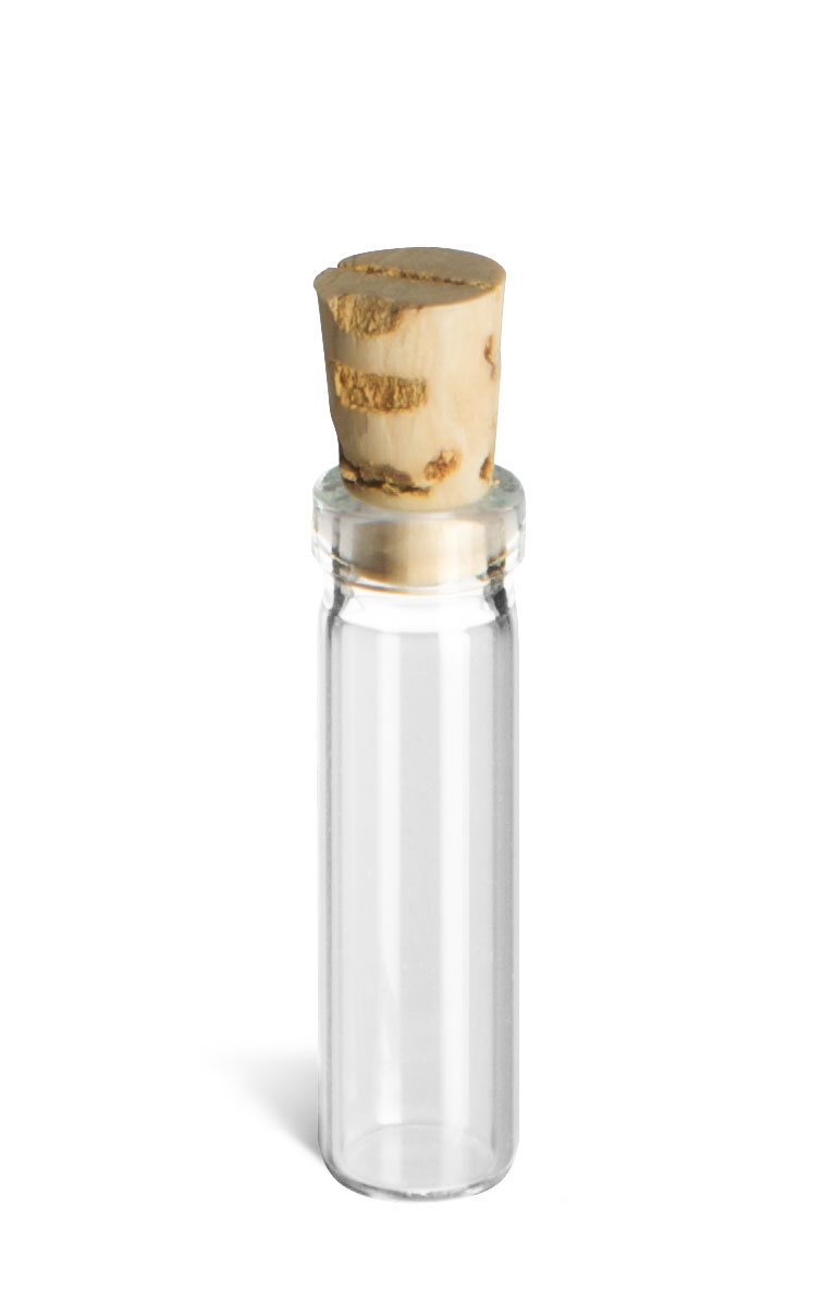 1/4 Dram Clear Glass Vial with Cork - VC1/4C