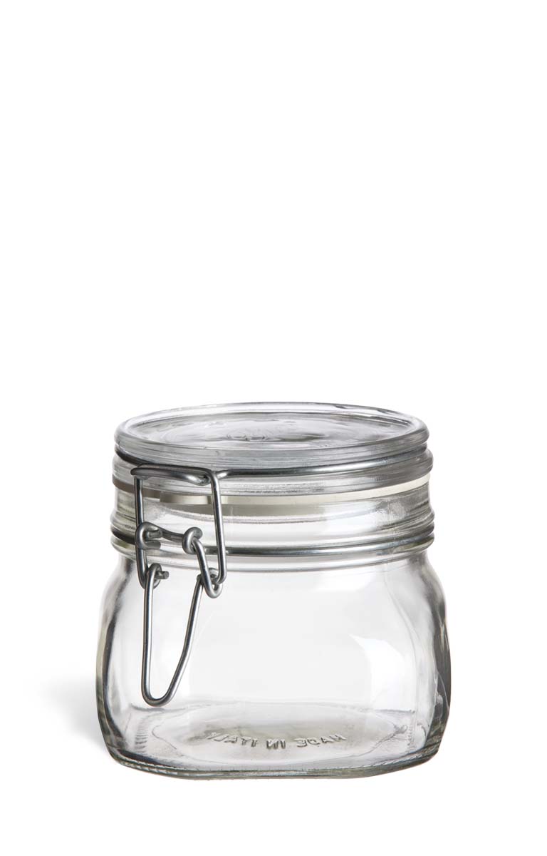 Half Liter (17.5 oz) Bale Square Glass Jar with Swing Top Lid - BALE19