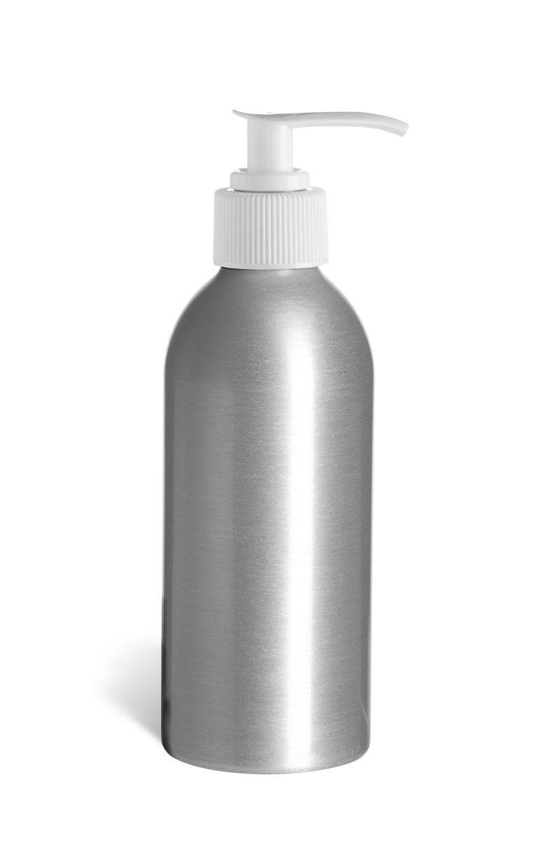 8 oz (240 ml) Aluminum Bottle with White Pump - ALUM8PW