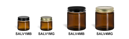 Amber Straight Sided Jars with Metal Lids