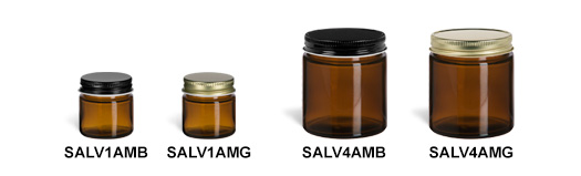 Amber Straight Sided Jars with Metal Lids