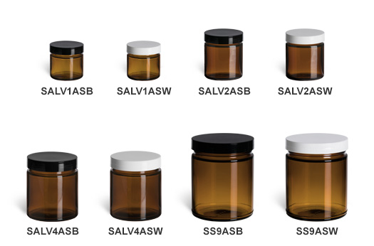 Amber Straight Sided Jars with Smooth Lids