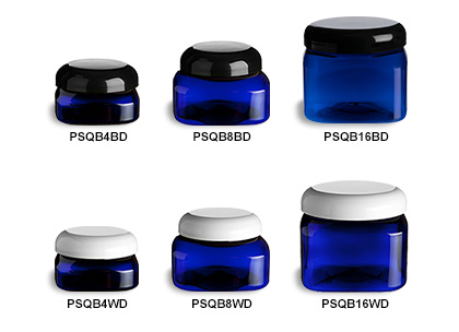 Blue PET Square Jars with Dome Lids